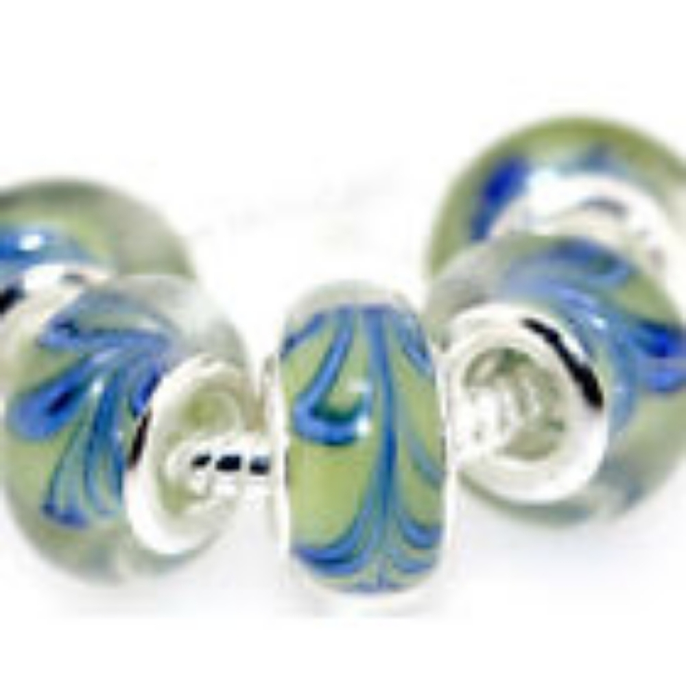 3 Hallmarked Murano Silver Core European Beads